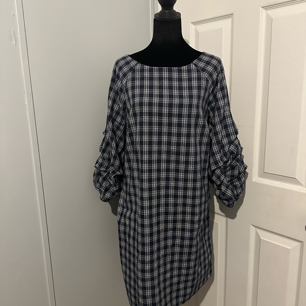 J.O.A.‎ Black and White Plaid Garment Label midi dress